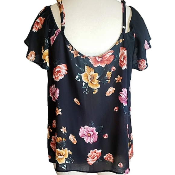 Torrid Multicolor Cold Shoulder Top Floral Plus Size 1 Blouse Casual Womens Boho - Picture 3 of 12